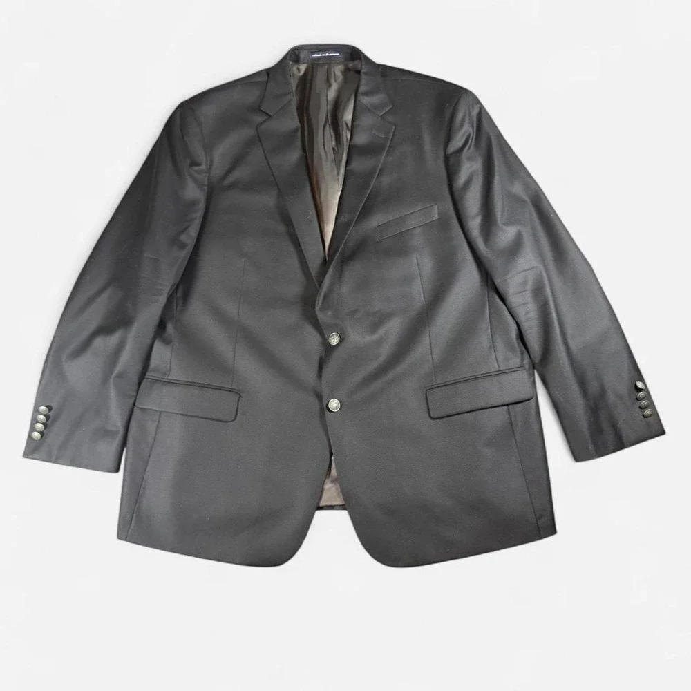 Hart Schaffner Marx Black Wool Sport Coat Two Button Modern Size 52R